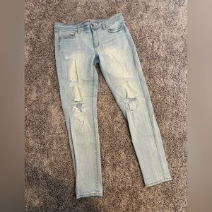 American Eagle Outfitters Light Blue Ripped Skinny Jeans